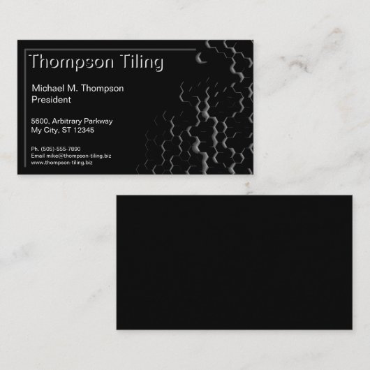 Black Hexagon Tile Pattern Elegant Modern Visitekaartje (Voorkant / Achterkant)