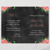 Black Hibiscus Pink Floral Bi-Fold Wedding Program (Voorkant)