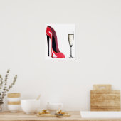 Black Hiel Red Stiletto Shoe and Champagne Print (Keuken)