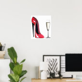 Black Hiel Red Stiletto Shoe and Champagne Print (Thuiskantoor)