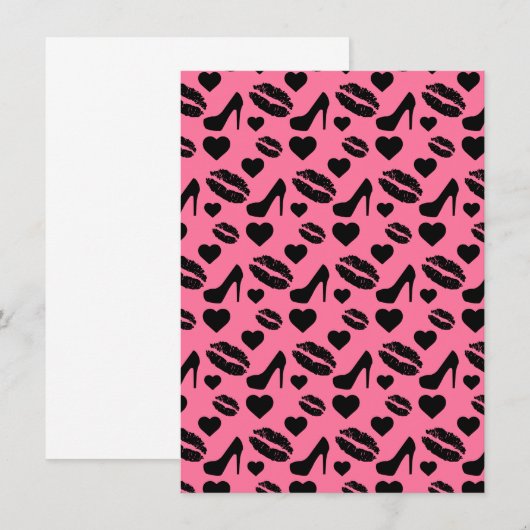 Black High Heels Kisses Lips Girly Makeup Hearts Menu (Voorkant / Achterkant)