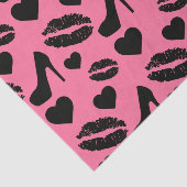 Black High Heels Kisses Lips Girly Makeup Hearts Tissuepapier (Detail)