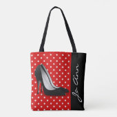 Black High Heels Red White Polka Dot Pattern Tote Bag (Achterkant)