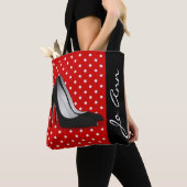 Black High Heels Red White Polka Dot Pattern Tote Bag (Dichtbij)