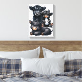 Black Highland Cow Reading A Book Canvas Afdruk (Insitu (Slaapkamer))