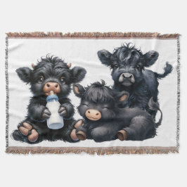 Black Highland Cow Reading A Book Deken