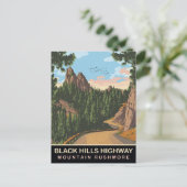 Black Hills Highway, Mount Rushmore, SD, Reizen Briefkaart (Staand voorkant)