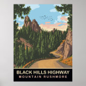 Black Hills Highway, Mount Rushmore, SD, Reizen Poster (Voorkant)