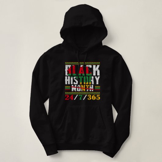 Black History 24 7 365 Africa Map BHM Pride Afro W Hoodie (Design voorkant)