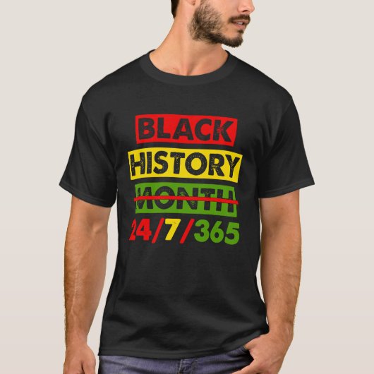 Black History 24 7 365 Africa Map BHM Pride Afro W T-shirt (Voorkant)