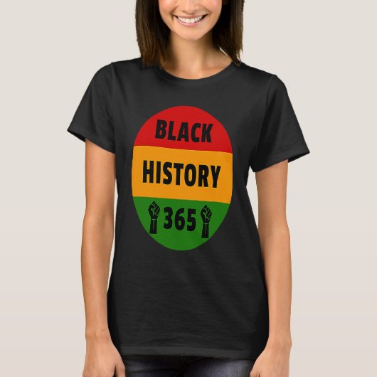 Black History 365  Power Fist Artwork T-shirt (Voorkant)