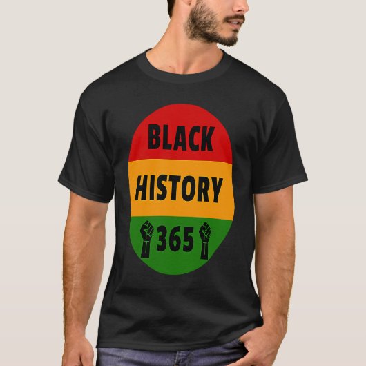 Black History 365  Power Fist Artwork T-shirt (Voorkant)