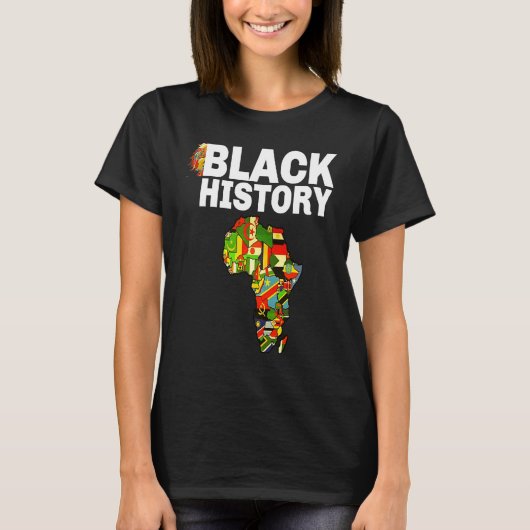 Black History Africa Map African Flag Pride T-shirt (Voorkant)