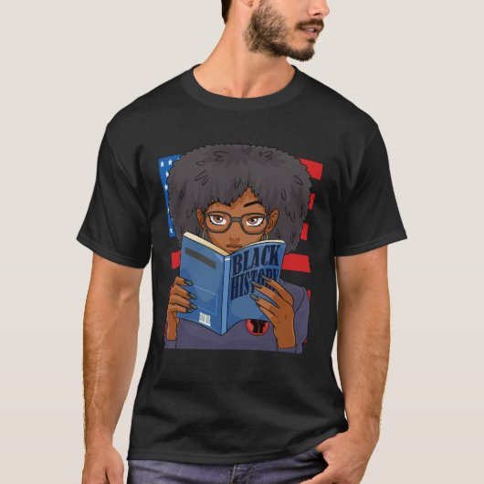 Black History Book Panther Party Patriotic Afro 19 T-shirt (Voorkant)