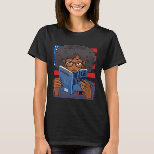 Black History Book Panther Party Patriotic Afro 19 T-shirt (Voorkant)