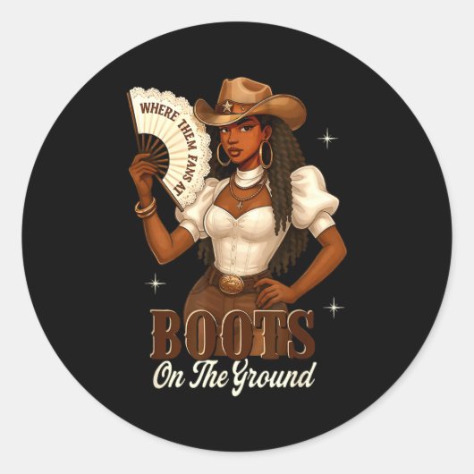 Black History Boots On The Ground Cowgirl Western  Ronde Sticker (Voorkant)