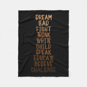 Black History Dream Lead Fight African Pride Manne Fleece Deken