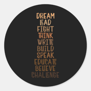Black History Dream Lead Fight African Pride Manne Ronde Sticker