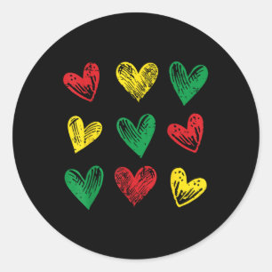 Black History Hearts Afro-Amerikaanse Meisjes Kind Ronde Sticker
