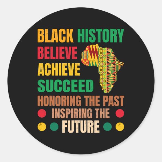 Black History Honing Past Inspirating Future Manne Ronde Sticker (Voorkant)