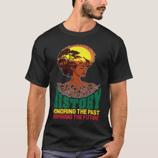Black History Honoring Past Inspiring Future Melan T-shirt (Voorkant)