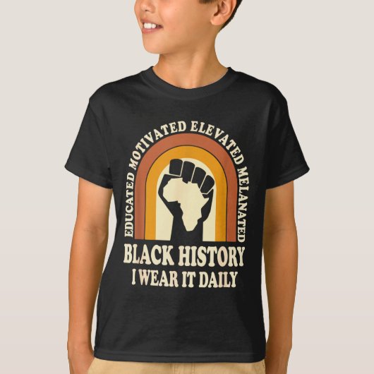 Black History I Wear It Daily Melanated Pride Fist T-shirt (Voorkant)