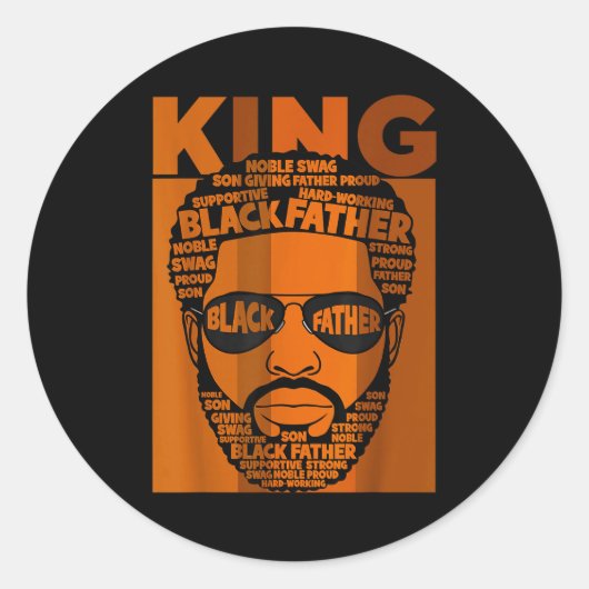 Black History King Father Melanin African American Ronde Sticker (Voorkant)