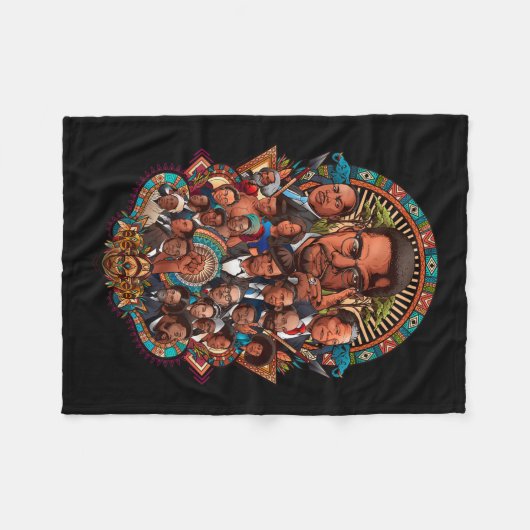 Black History Leaders Collage Inspirational Africa Fleece Deken (Voorkant (Horizontaal))