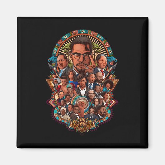 Black History Leaders Collage Inspirational Africa Magneet (Voorkant)