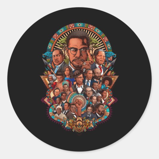 Black History Leaders Collage Inspirational Africa Ronde Sticker (Voorkant)