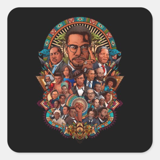 Black History Leaders Collage Inspirational Africa Vierkante Sticker (Voorkant)