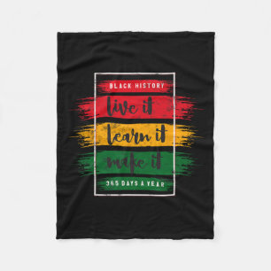 Black History Live Leer het maken van design zwart Fleece Deken