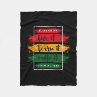 Black History Live Leer het maken van design zwart Fleece Deken