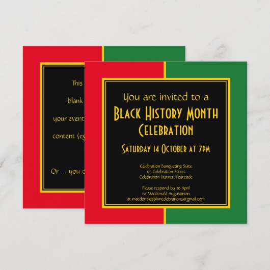 BLACK HISTORY MAAND BHM Celebration Invitation (Voorkant / Achterkant)