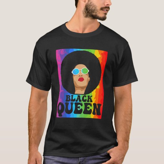 Black History Maand Black Queen Black Pride Afro W T-shirt (Voorkant)