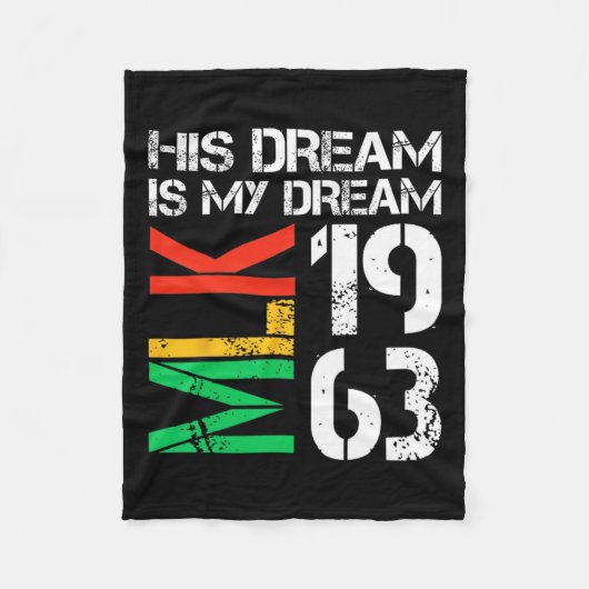 Black History Maand Pride MLK 1963 Zijn droom is m Fleece Deken (Voorkant)