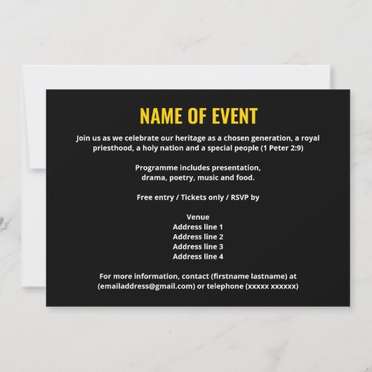 BLACK HISTORY MAAND viering BHM-evenement Kaart (Achterkant)