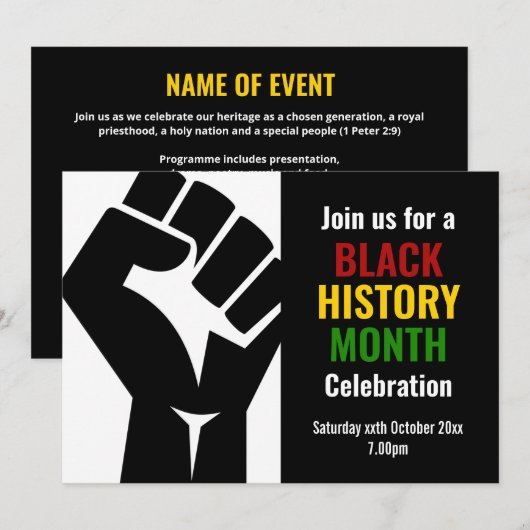 BLACK HISTORY MAAND viering BHM-evenement Kaart (Voorkant / Achterkant)