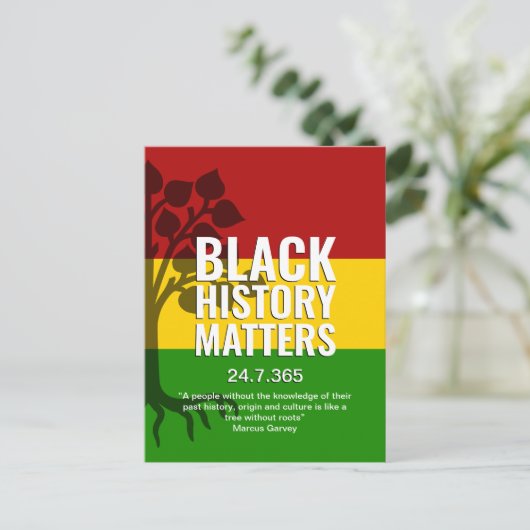 Black History Marcus Garvey Quote BHM Briefkaart (Staand voorkant)