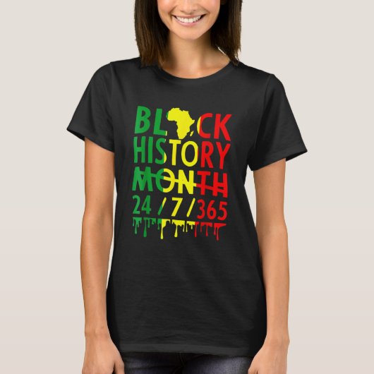 Black History Month 2023 Black History 365 Melanin T-shirt (Voorkant)