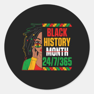 Black History Month 247365 Loc'd Girl Melanin Blac Ronde Sticker