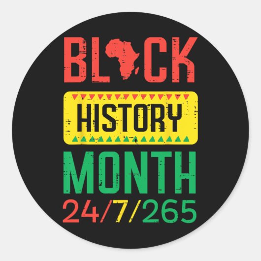 Black History Month 24 7 265 African Pride Mannen Ronde Sticker (Voorkant)