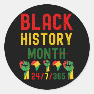 Black History Month 24/7/365 het hele jaar door Ronde Sticker