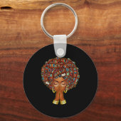 Black History Month Afro Book Lover Women Girls Li Sleutelhanger (Voorkant)