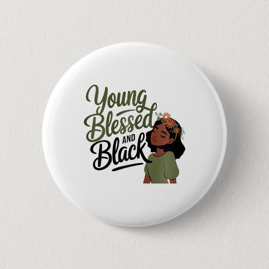 Black History Month Awareness Blessed Black Melani Ronde Button 5,7 Cm (Voorkant)