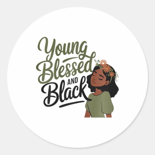 Black History Month Awareness Blessed Black Melani Ronde Sticker (Voorkant)