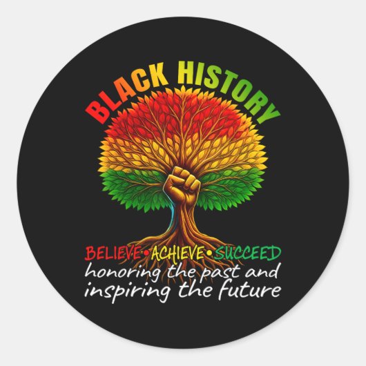 Black History Month Believe Achieve Succeed Melani Ronde Sticker (Voorkant)