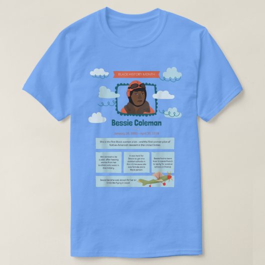 Black History Month Bessie Coleman Pilot  T-shirt (Design voorkant)