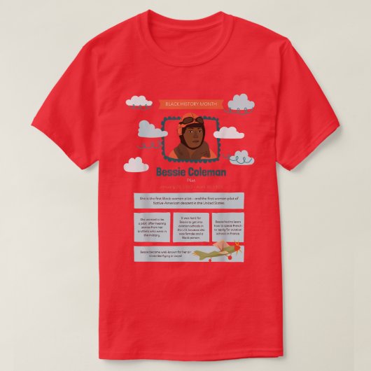 Black History Month Bessie Coleman Pilot  T-shirt (Design voorkant)