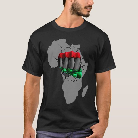 Black History Month BHM Afro Pride Hand Fist Black T-shirt (Voorkant)